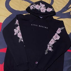 Civil Regime Champion Hoodie with Rose Patch-Work